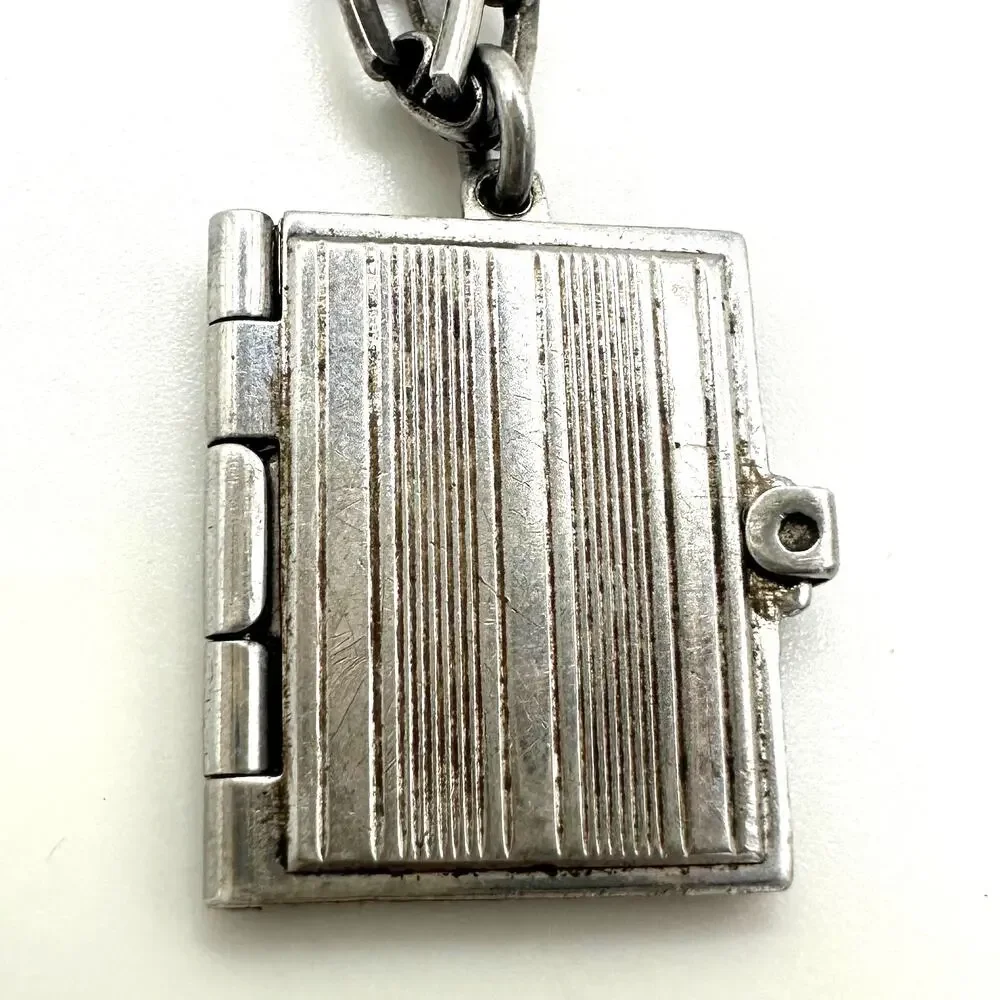 Vintage 925 sterling silver flex link articulated book charm bracelet 6